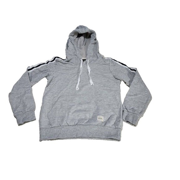 Couple TX Tops - Couple TX Sweatshirt Hoodie Women's Sz Medium Grey Stripe Sleeve Kangaroo Pocket